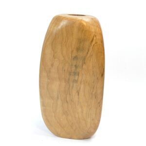 Handmade Wooden Candle Holder or Vase Minimalist MCM Signed M.W. Modernist 8"